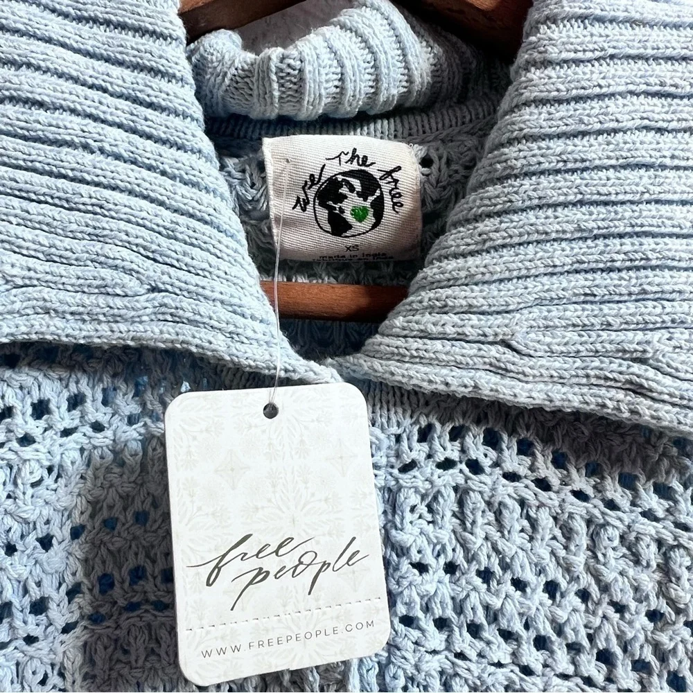 Free People Alicia blue ombre crochet sweater